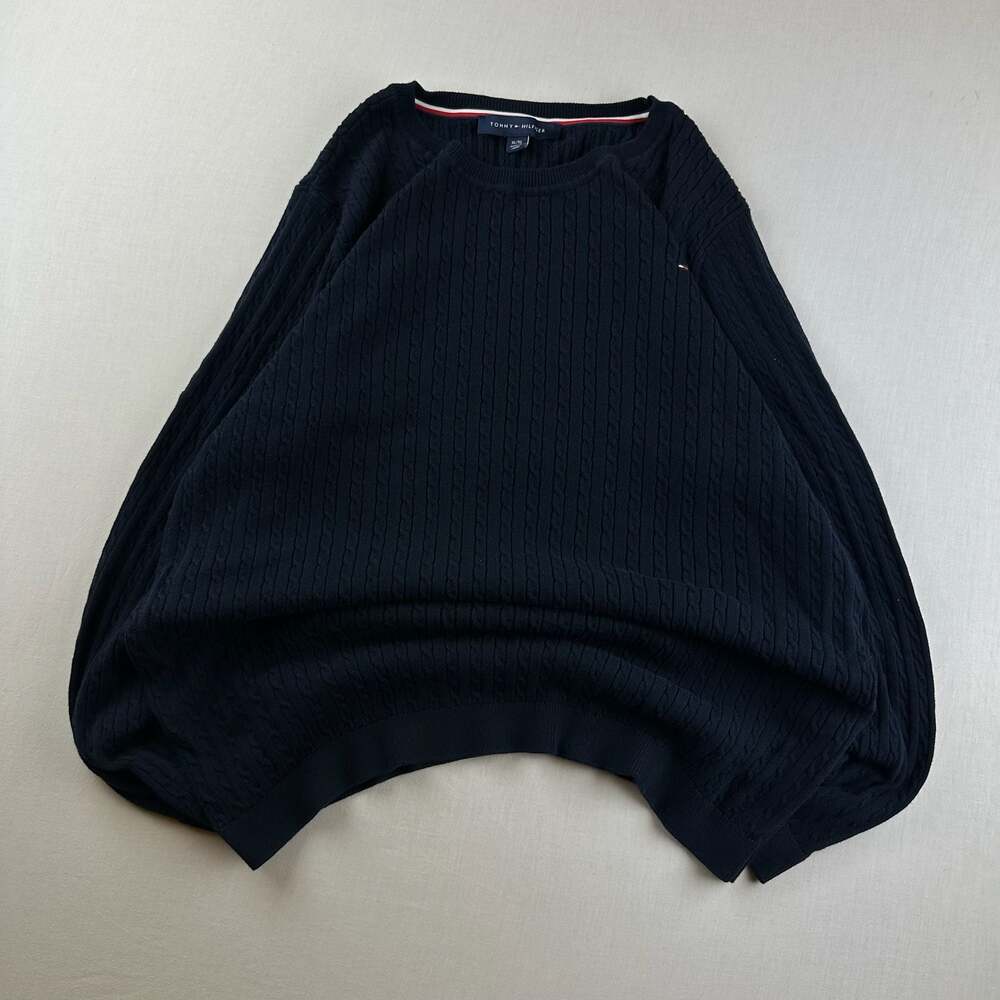 Tommy Hilfiger Men's Cable Knit Sweater, Navy, XL/TG